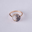 Round Diamonds and Blue Sapphire Ring-2