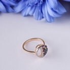 Round Diamonds and Blue Sapphire Ring-3