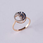 Round Diamonds and Blue Sapphire Ring-1