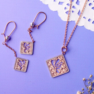 Sculpting Elegance Square Woven and Carved Pendant Set