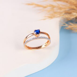 Blue heart Stone Ring with band