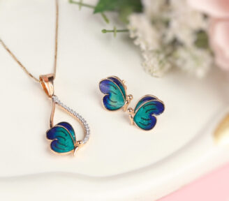 Glorious Butterfly In Blue Enamel