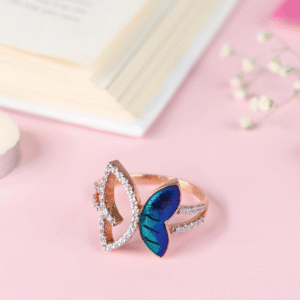 Blue Meenakari Butterfly Ring