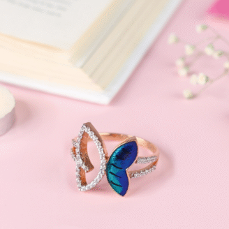 Blue meenakari Butterfly Ring