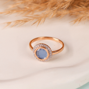 Round Bluish Grey Mother Of Pearls Accent Ring