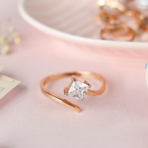 Elegant Square Shaped Stone Solitaire Ring