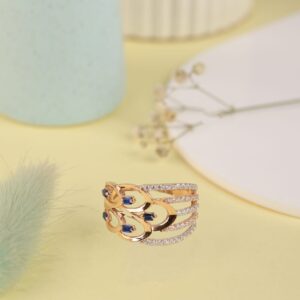 Beautiful Blue Stones In Peacock Inspired Ring