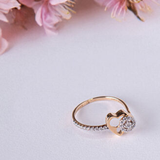 Timeless Heart and Floral  american Diamond Ring