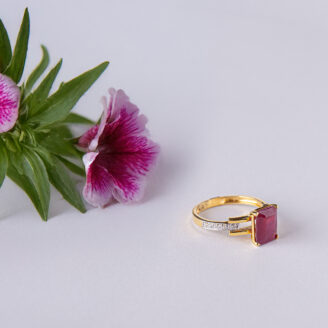 Graceful Square Ruby Ring
