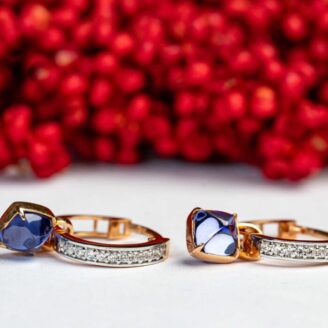 Circular Stone Studded Earing With Cute Blue Dangling Stone