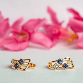 Sculptural Beautiful Blue Stone Studded Earrings