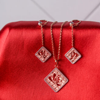 Square Floral Radiant Set In Rose Gold