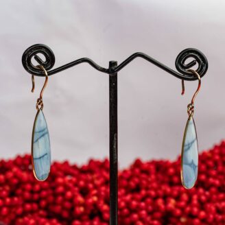 Blue Obsession Long Pair Shaped Gold Danglers