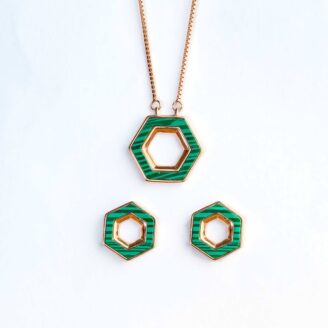 hexagon-enamel-pendant-set