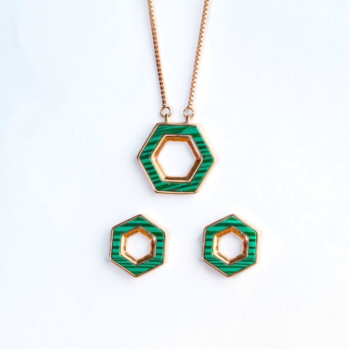 hexagon-enamel-pendant-set