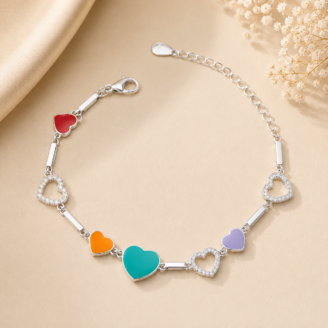 colorful-hearts-silver-bracelet