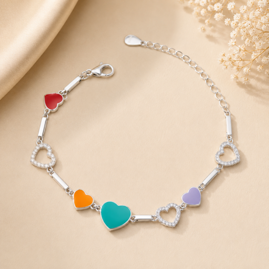colorful-hearts-silver-bracelet