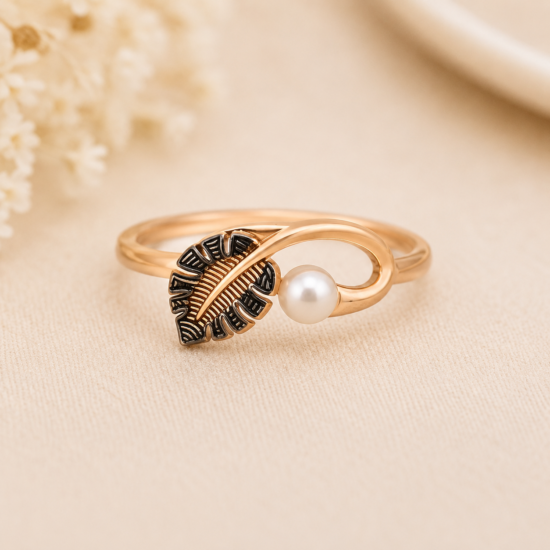 leaf-pearl-gold-ring