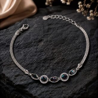 round-marquee-stone-silver-bracelet