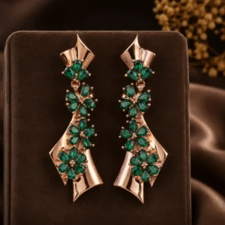 green-floral-silver-earrings