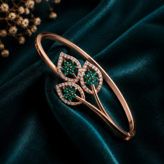 green-leaves-silver-bracelet