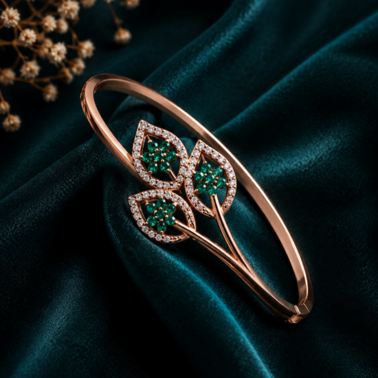 green-leaves-silver-bracelet