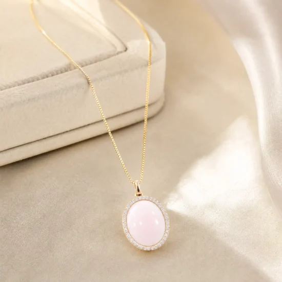 light-pink-oval-silver-chain-pendant