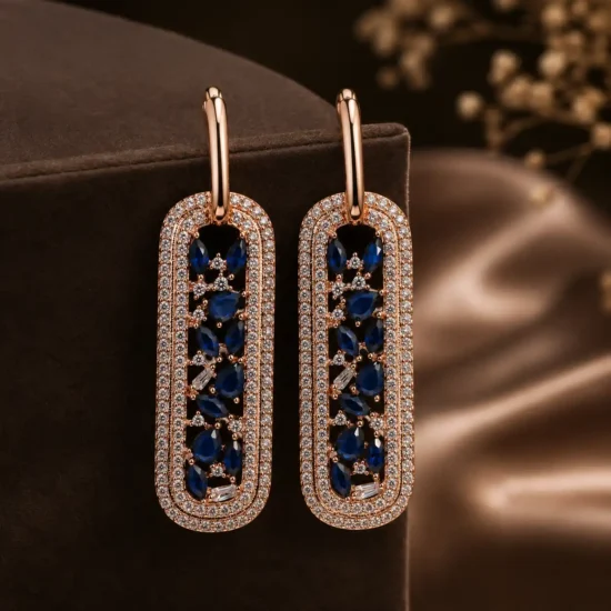 long-oval-blue-silver-earrings