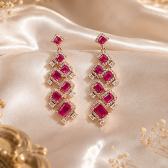red-stones-silver-earrings