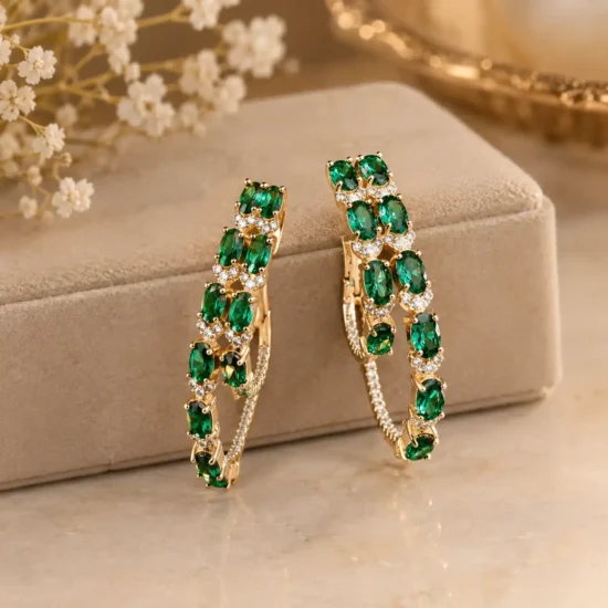 green-stones-silver-earrings